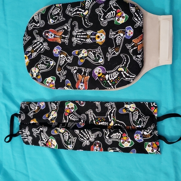 Hand Crafted Ostomy/Iliostomy bag cover w/matching reversible face mask - Picture 14 of 16